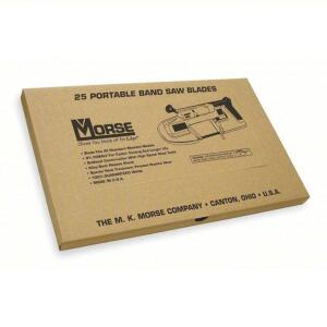 DESCRIPTION: (3) PACKS OF (25) PORTABLE BAND SAW BLADEBRAND/MODEL: MORSE #1AJE8INFORMATION: STAINLESS STEELSIZE: 14, 1/2 IN BLADE WD, 0.02 IN BLADE THICKRETAIL$: $142.41 EAQTY: 3