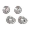 DESCRIPTION: (1) SET OF (2) DEADBOLT ENTRY KNOB BRAND/MODEL: DEFIANT #1008 974 340 SIZE: STAINLESS RETAIL$: $57.97 EA QTY: 1