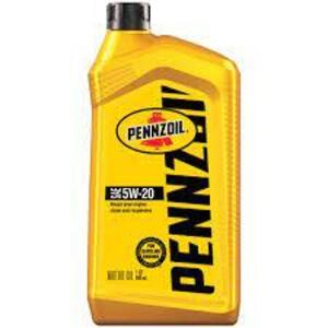 DESCRIPTION: (4) CONVENTIONAL MOTOR OIL BRAND/MODEL: PENNZOIL INFORMATION: 5W-20 RETAIL$: $22.89 SIZE: 1 QUART QTY: 4