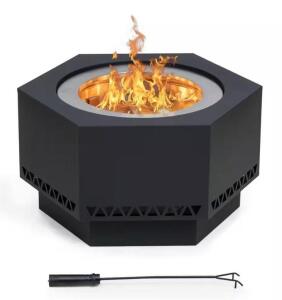 DESCRIPTION: (1) LOW SMOKE FIRE PIT BRAND/MODEL: SUNJOY/A301050501 INFORMATION: RUST PROOF STAINLESS STEEL RETAIL$: $169.99 SIZE: 25.96 in. L. x 22.44