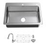 Bratten 33 in. Drop-In Single Bowl 18 Gauge Stainless Steel Kitchen Sink with Pull-Down Faucet