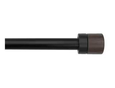 (2) - 36 in. - 66 in. Telescoping 3/4 in. Single Curtain Rod Kit in Matte Black with Wood Cap Finials