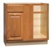 Hampton 36 in. W x 24 in. D x 34.5 in. H Assembled Blind Base Kitchen Cabinet in Medium Oak for Left or Right Corner