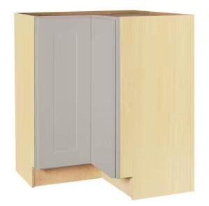 Shaker 28.5 in. W x 16.5 in. D x 34.5 in. H Assembled Lazy Susan Corner Base Kitchen Cabinet in Dove Gray