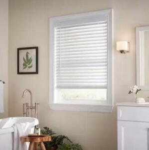 (2) - White Cordless Faux Wood Blinds for Windows with 2 in. Slats - 32 in. W x 48 in. L (Actual Size 31.5 in. W x 48 in. L)