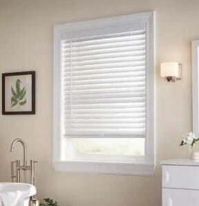 (2) - White Cordless Faux Wood Blinds for Windows with 2 in. Slats - 34 in. W x 64 in. L