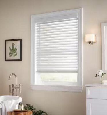 (2) - White Cordless Faux Wood Blinds for Windows with 2 in. Slats - 23 in. W x 48 in. L