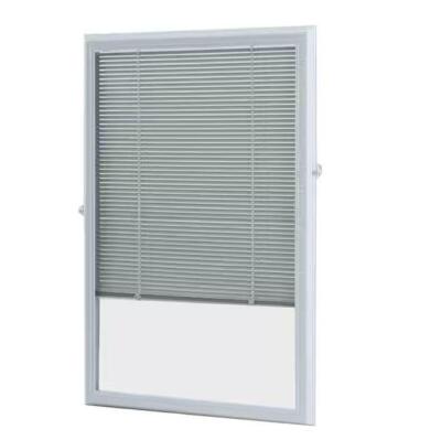 White Cordless Add On Enclosed Blind with 1/2 in. Wide Aluminum Blinds for 20 in. Width x 36 in. Length Door Window