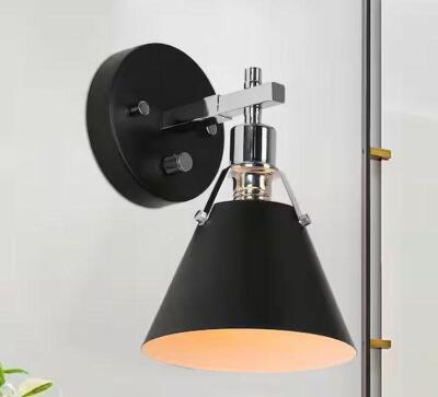 Granville Collection Modern 1-Light Black & Chrome Bell-shaped Wall Sconce Unique Damp-rated Bathroom Vanity Lighting