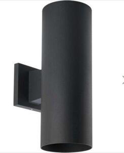 (2) - Cylinder 2 Light 14 inch Black Outdoor Wall Cylinder in Standard