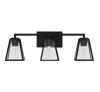 Mackenzie Place 24 in. 3-Light Matte Black Modern Bathroom Vanity Light with Clear Glass Shades