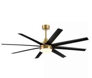 Archer 65 in. Integrated LED Indoor Black-Blades Gold Ceiling Fan with Light and Remote Control Included