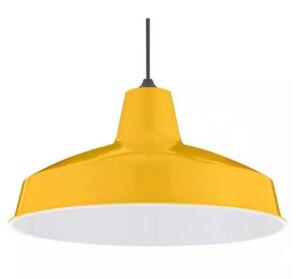 1-Light Yellow Warehouse Pendant Light with Metal Shade