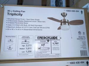 Triplicity 30 in. Indoor Brushed Nickel Ceiling Fan with Light