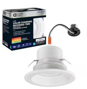 4 in. Adjustable CCT 30 Lighting Options Integrated LED Recessed Light Trim New Construction Remodel Indoor Outdoor