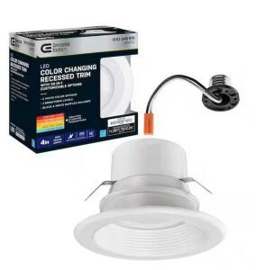 4 in. Adjustable CCT 30 Lighting Options Integrated LED Recessed Light Trim New Construction Remodel Indoor Outdoor