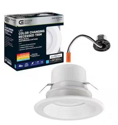 4 in. Adjustable CCT 30 Lighting Options Integrated LED Recessed Light Trim New Construction Remodel Indoor Outdoor