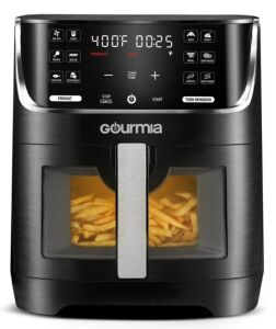 DESCRIPTION: (1) DIGITAL WINDOW AIR FRYER BRAND/MODEL: GOURMIA INFORMATION: BLACK SIZE: 6 QT RETAIL$: $50.00 EA QTY: 1