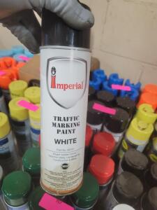 DESCRIPTION: (6) INVERTED MARKING PAINT BRAND/MODEL: IMPERIAL ECO SAFE #85231 RETAIL$: $8.50 EA SIZE: 17 OZ QTY: 6