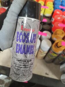 DESCRIPTION: (6) SPRAY PAINT BRAND/MODEL: IMPERIAL ECOSAFE ENAMEL #85140 INFORMATION: CANYON BLUE RETAIL$: $8.75 EA SIZE: 12 OZ QTY: 6