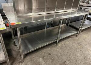 7' STAINLESS TABLE WITH WELDED STAINLESS UNDERSHELF