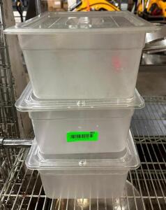 (3) 1/2 SIZE PLASTIC PANS WITH LIDS