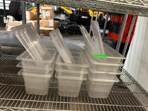 (10) 1/3 SIZE PLASTIC PANS WITH LIDS