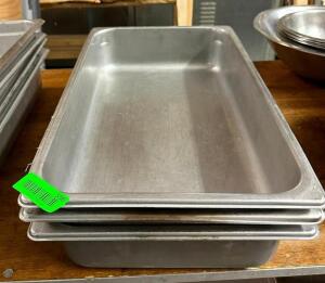 (3) FULL SIZE STAINLESS PANS