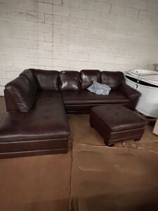 LEATHER SECTIONAL WITH MATCHING OTTOMAN