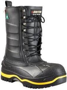 DESCRIPTION: (1) PAIR OF WORK BOOTS BRAND/MODEL: BAFFIN POLAR PROVEN INFORMATION: BLACK SIZE: SIZE 7 RETAIL$: $120.00 EA QTY: 1