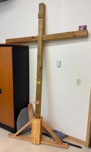 LARGE WOODEN CROSS WITH STAND