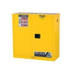 DESCRIPTION: (1) FLAMMABLE SAFETY CABINET BRAND/MODEL: JUSTRITE #893000 INFORMATION: YELLOW SIZE: 30 GAL, 43 in x 18 in x 44 in RETAIL$: $1080.00 EA Q