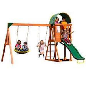 DESCRIPTION: (1) SWING SET BRAND/MODEL: SPORTSPOWER INFORMATION: AMELIA, WOODEN SWING SET RETAIL$: $298.00 EA QTY: 1