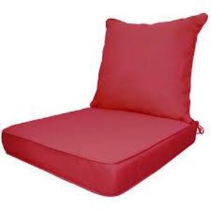 DESCRIPTION: (2) OUTDOOR CUSHIONS FOR CHAIR BRAND/MODEL: DQ01C13B-D9WU INFORMATION: RED RETAIL$: $135.99 EA QTY: 2