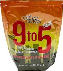 DESCRIPTION: (3) BAGS OF MEDIUM ROAST COFFEEBRAND/MODEL: OFFICE SNAXSIZE: 33.9 OZRETAIL$: $22.00 EQTY: 3