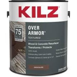 DESCRIPTION: (1) OVER ARMOR TEXTURED BRAND/MODEL: KILZ FLOOR COATINGS INFORMATION: CHOCOLATE SIZE: 1 GALLON RETAIL$: $39.97 EA QTY: 1