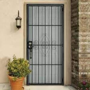 UNIQUE HOME DESIGNS 32 in. x 80 in. Su Casa Black Surface Mount Outswing Steel Security Door with Expanded Metal Screen