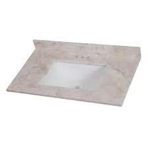 HOME DECORATORS COLLECTION 37 in. W x 22 in. D Stone Effects Vanity Top in Dune with White Sink