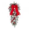 HOME ACCENTS 32IN FLOCKED PINE TEARDROP WITH RED AND WHITE BALLS