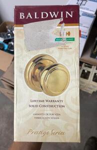 (7 PACK) POLISHED BRASS DOOR KNOB SETS FOR HALL AND CLOSET