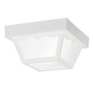 KICHLER Independence 8.5 in. 1-Light White Outdoor Flush Mount Light with Frosted Glass