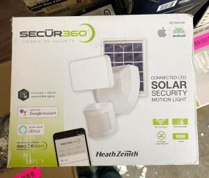 SECUR360 Voice Activated Wi-Fi Connected White Motion Activated Solar Operated Integrated LED Outdoor Security Flood Light