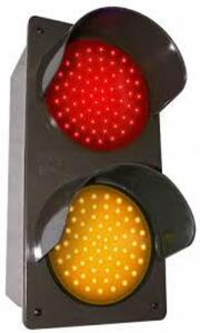 DESCRIPTION: (2) TRAFFIC CONTROLLER LIGHTS BRAND/MODEL: SIGNAL-TECH #TVILV-RA INFORMATION: RED AND YELLOW SIZE: 14" H X 7" W X 6" D RETAIL$: $420.00 E