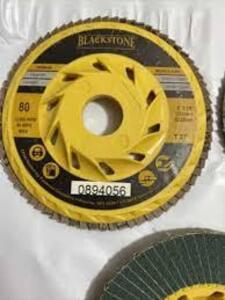 DESCRIPTION: (2) PACKS OF (5) FLAP DISCS BRAND/MODEL: BLACKSTONE INFORMATION: ZIRC SIZE: 5X7/8 80 GRIT RETAIL$: $24.99 EA QTY: 2