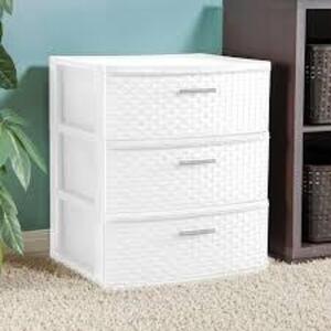 DESCRIPTION: (1) 3 DRAWER WIDE WEAVE TOWER BRAND/MODEL: STERILITE INFORMATION: WHITE SIZE: 15X21X24 RETAIL$: $26.93 EA QTY: 1