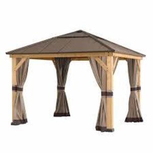 DESCRIPTION: (1) UNIVERSAL CURTAINS FOR GAZEBO BRAND/MODEL: SUNJOY SIZE: 11X11 RETAIL$: $163.77 EA QTY: 1