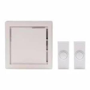 HAMPTON BAY Wireless Plug-In Door Bell Kit with 2-Push Buttons in White