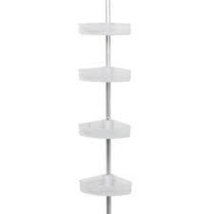 ZENNA HOME NeverRust Aluminum Tension Corner Shower Caddy in Satin Chrome and Frosted