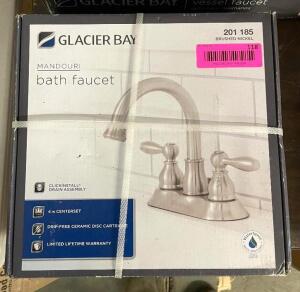 (NEW IN BOX) GLACIER BAY Mandouri 4 in. Centerset 2-Handle High-Arc Bathroom Faucet in Brushed Nickel