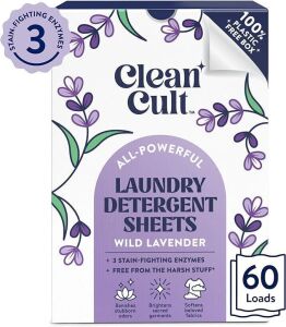 DESCRIPTION: (1) LAUDRY DETERGENT SHEETS BRAND/MODEL: CLEAN CULT INFORMATION: WILD LAVENDER SIZE: 60 LOADS RETAIL$: $8.47 EA QTY: 1